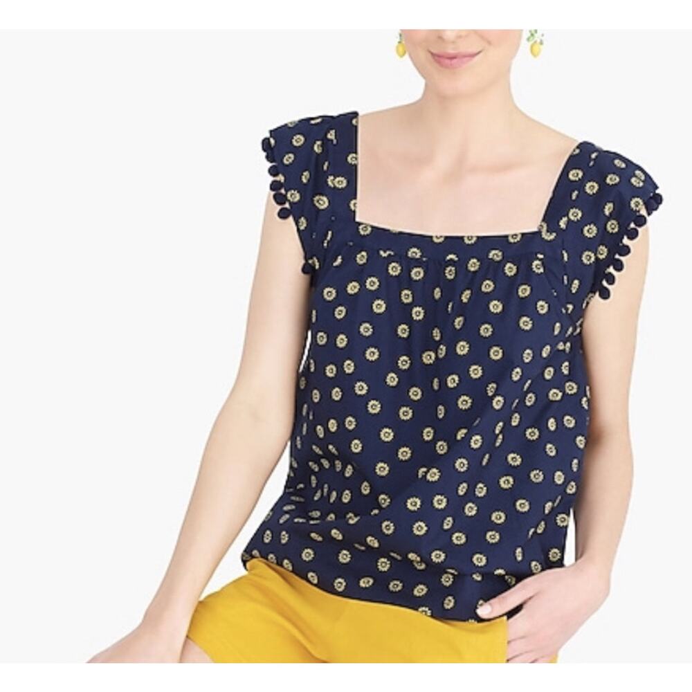 J. Crew WOW!! Price Drop! Blue and Yellow Flutter Sleeve Top